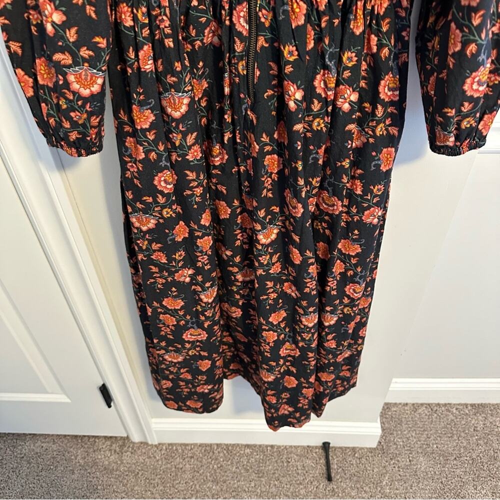 THE GREAT. Black Pink Cotton Floral Maxi Dress XS/S - Picture 4 of 13